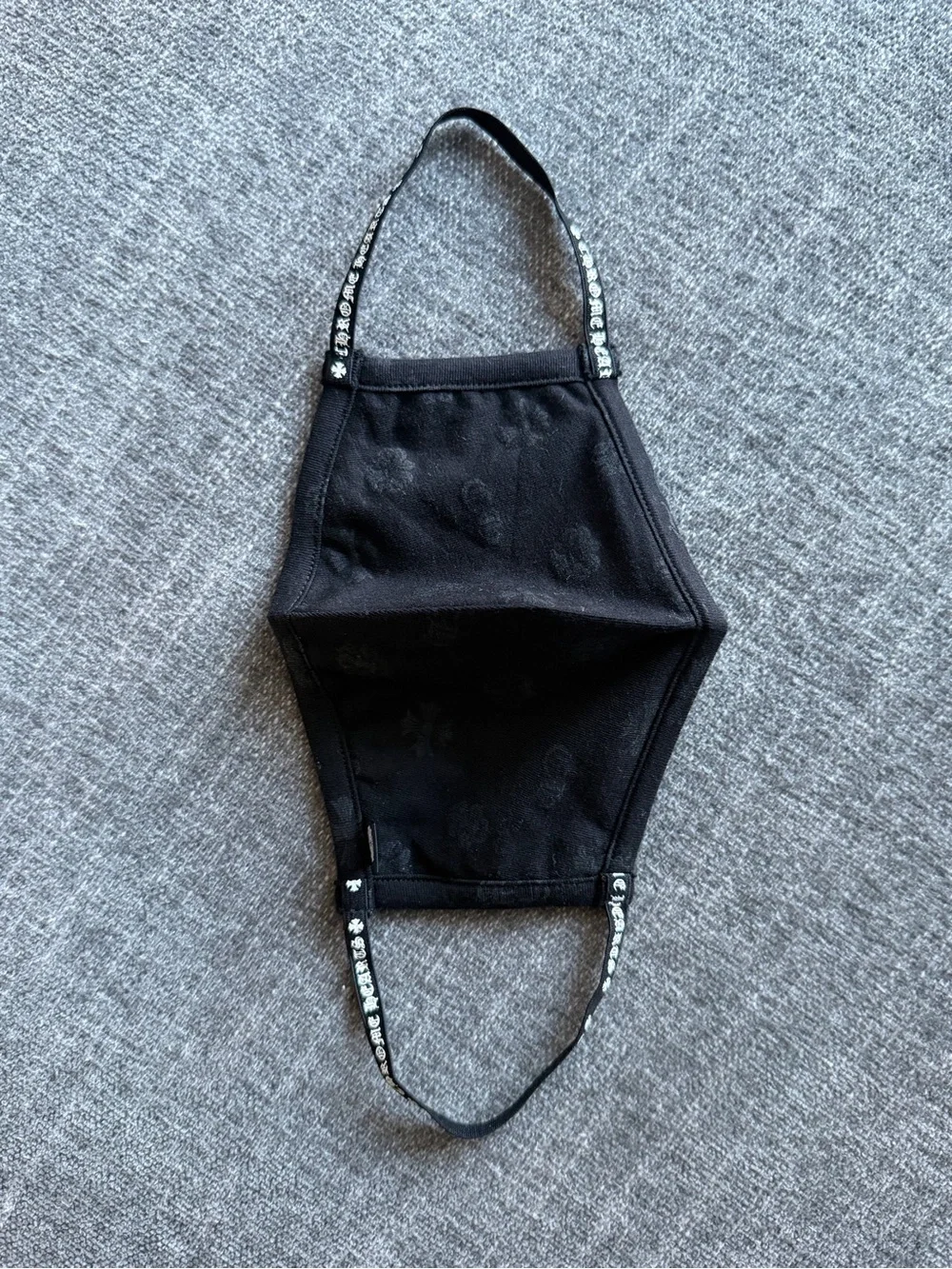 Chrome Hearts Black Cotton Face Mask with Logo Strap